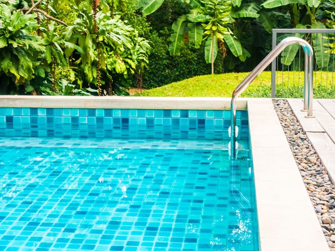 Pool with multi-colored blue tile